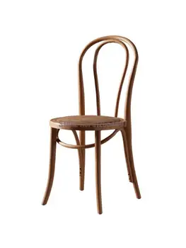 Чистият червен американски ретро стол за хранене, Скандинавски прост стол, за да се учат от масивно дърво, дизайнерски стол с облегалка от ратан