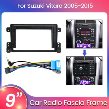 Радио-панелът 2 Din за Suzuki Vitara 2005-2018, Монтаж на стереопанель, Монтажен комплект за арматурното табло, Рама, адаптер, Панел, Комплект Кабели