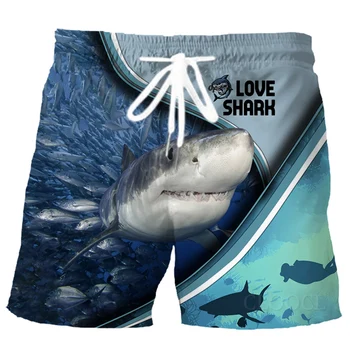 Плажни шорти с 3D принтом риба в залива, мъжки летни шорти за плуване в стил хип-хоп, мъжки къси панталони унисекс, свободни спортни шорти пятиточечные