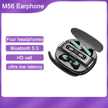 Нови Слушалки M56 TWS Bluetooth 5.3 Чифт Безжични Слушалки Спортни Водоустойчив 9D Стерео Четири Слушалки Слушалки С Микрофон
