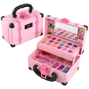 Детска козметика за грим, Детска ковчег за грим Принцеса, набор от игри за момичета, червило, Сенки за очи, безопасни, Нетоксични играчки За деца