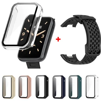 Каишка за часовник + калъф за Xiaomi Mi Band 7Pro, силикон гривна, каишка за умни часа MiBand 7pro Correa, Аксесоари за умен часа