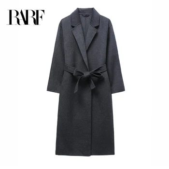 RARF 2023, ново дамско двустранно кашемировое палто, вълнена палто, вълнени палта със средна дължина, с колан за жени