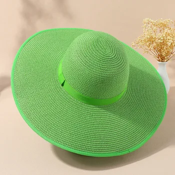 2023 Нова Лятна Сламена шапка за Плажни Пътуване, Южна Корея, Плажна Шапка От Слънцето, Празнична Сгъваема Модни Сламена шапка 썬캡 Солнцезащитная Шапка на Едро