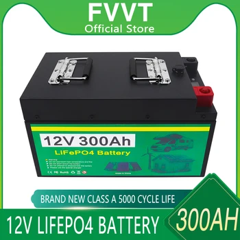 12V 300Ah LiFePO4 Cell Вградена Литиево-желязо-фосфатный батерия BMS За Кемперов RV Golf Cart Офроуд Автономен Слънчев Със Зарядно устройство