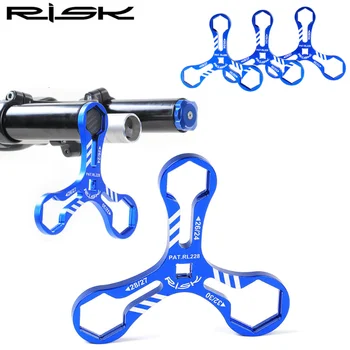 RISK RL228 Инструменти за гаечен ключ за велосипед вилици от алуминиева сплав 6 в 1 Инсталация/вдигане на гаечен ключ за велосипед вилици, Y-образен тип За ремонт инструмент Колоездене