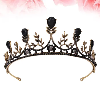 Барочно-Реколта Сватбена черна перлена корона, сватбена украса за коса за вашата сватба, абитуриентски бал, рожден ден