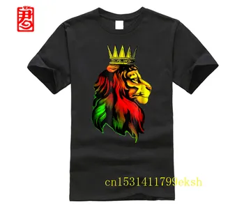 2019 брандираната мъжка тениска REGGAE RASTA LION Растафарианская Ямайски музикална тениска