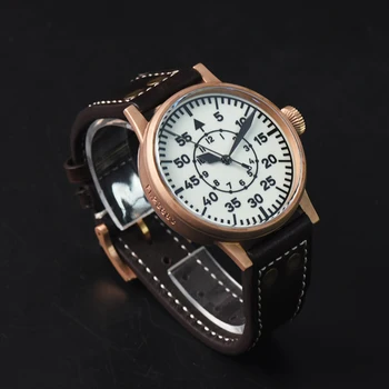 Hruodland Бронзови часовници Flieger Pilot Watch PT5000 Автоматични механични Сапфирен кристал 10ATM Водоустойчив светещи военни ръчен часовник