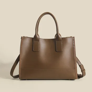 Луксозни чанти, Дамски Чанти Дизайнерска кожена чанта от телешка кожа с Голям капацитет Кожена дамска чанта през рамо дизайнерски чанти Луксозна чанта-тоут