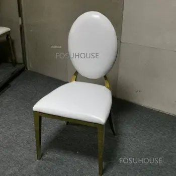 Скандинавски Луксозен стол за хранене от неръждаема стомана, злато, Кухненски мебели, Хотелски Метален стол за хранене, кухненски стол за дневна D