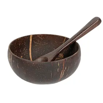 1 Комплект многоцелеви екологично чисти съдове Прост стил на Ориз, супа Купа от черупката на кокосов орех Купа за хранене от черупката на кокосов орех За домашна употреба