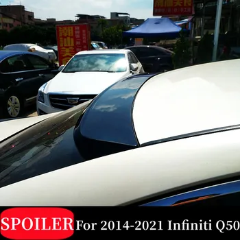 Крила за автомобилния спойлер на покрива, задно стъкло 2014 15 16 17 18 19 20 21 Infiniti Q50 ABS Черно въглеродни влакна Тунинг Външни аксесоари